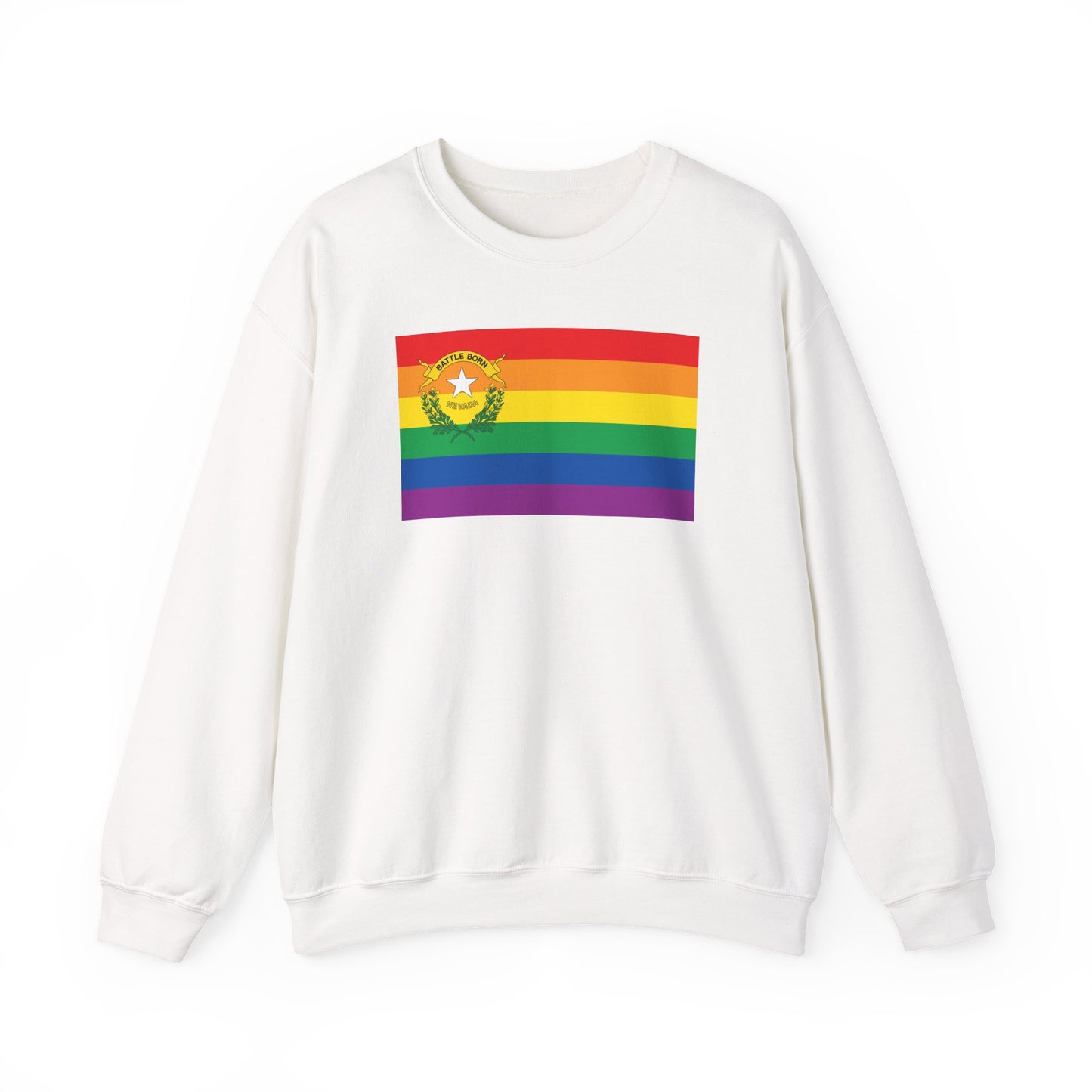 Nevada Rainbow Pride Flag Unisex Crewneck Sweatshirt—White, Black or Light Pink