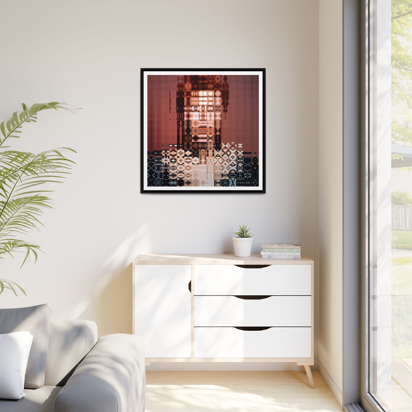 Iconic 70s Alien Glam Rock Starman Abstract Portrait Collage Art — Matte Canvas, Framed (Multi-color options)