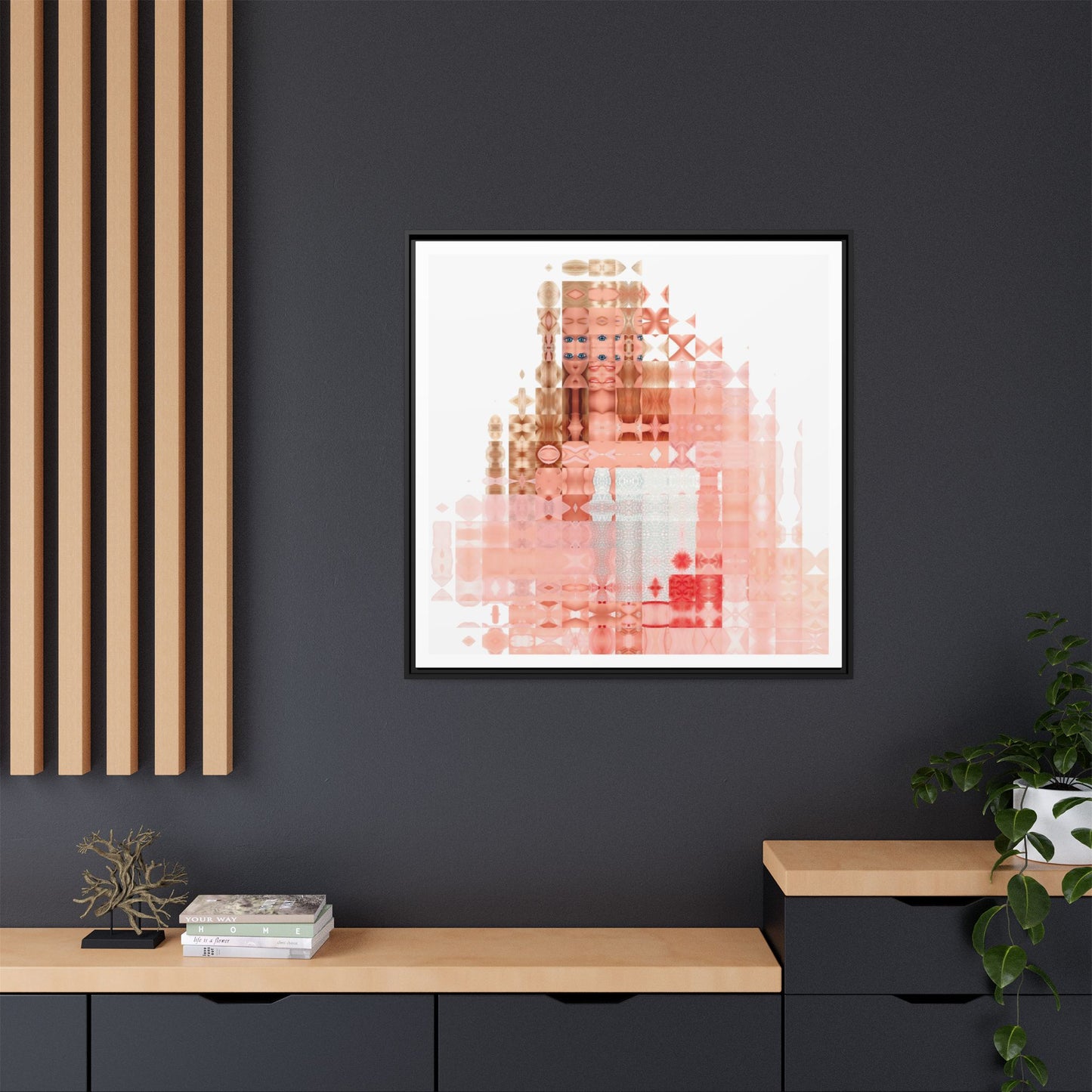 Peaches-&-Cream Fantasy Dream Doll Abstract Portrait Collage Art — Matte Canvas, Framed (Multi-color options)