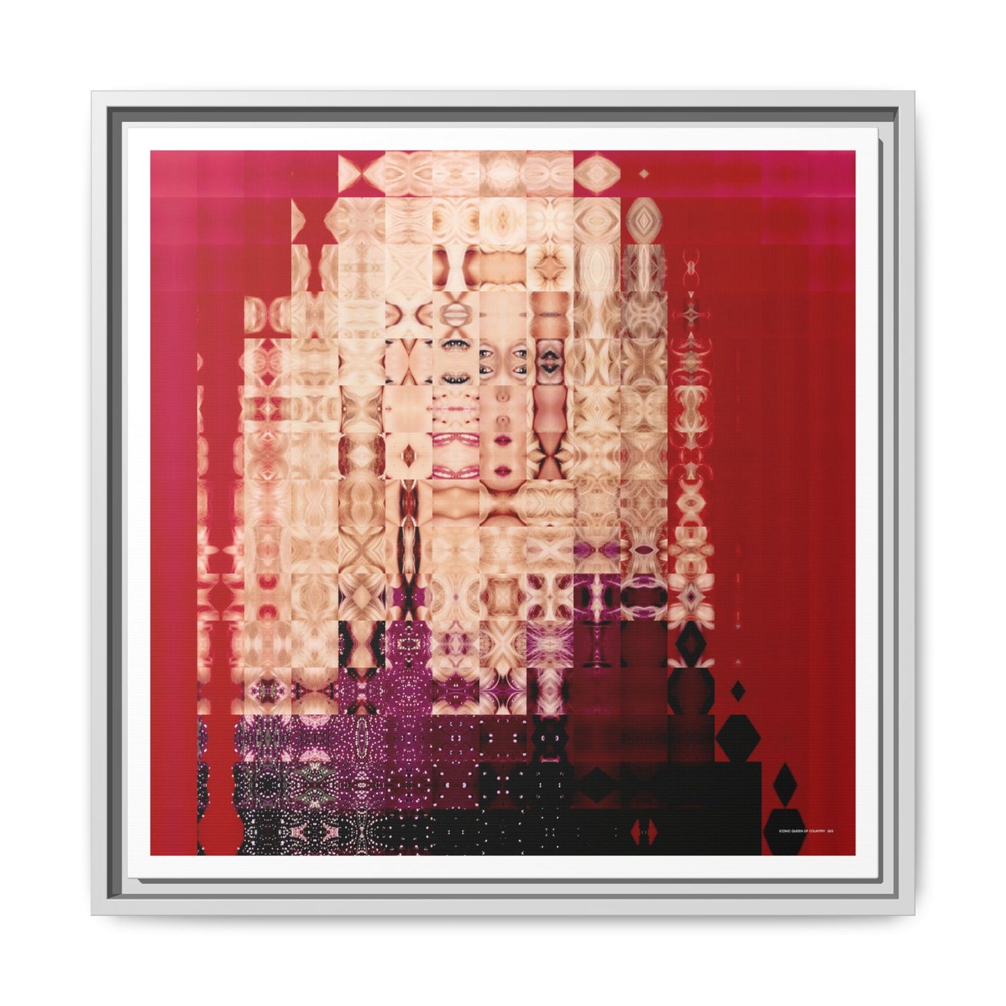 Iconic Queen of Country III, Dolly Abstract Portrait Collage Art — Matte Canvas, Framed (Multi-color options)