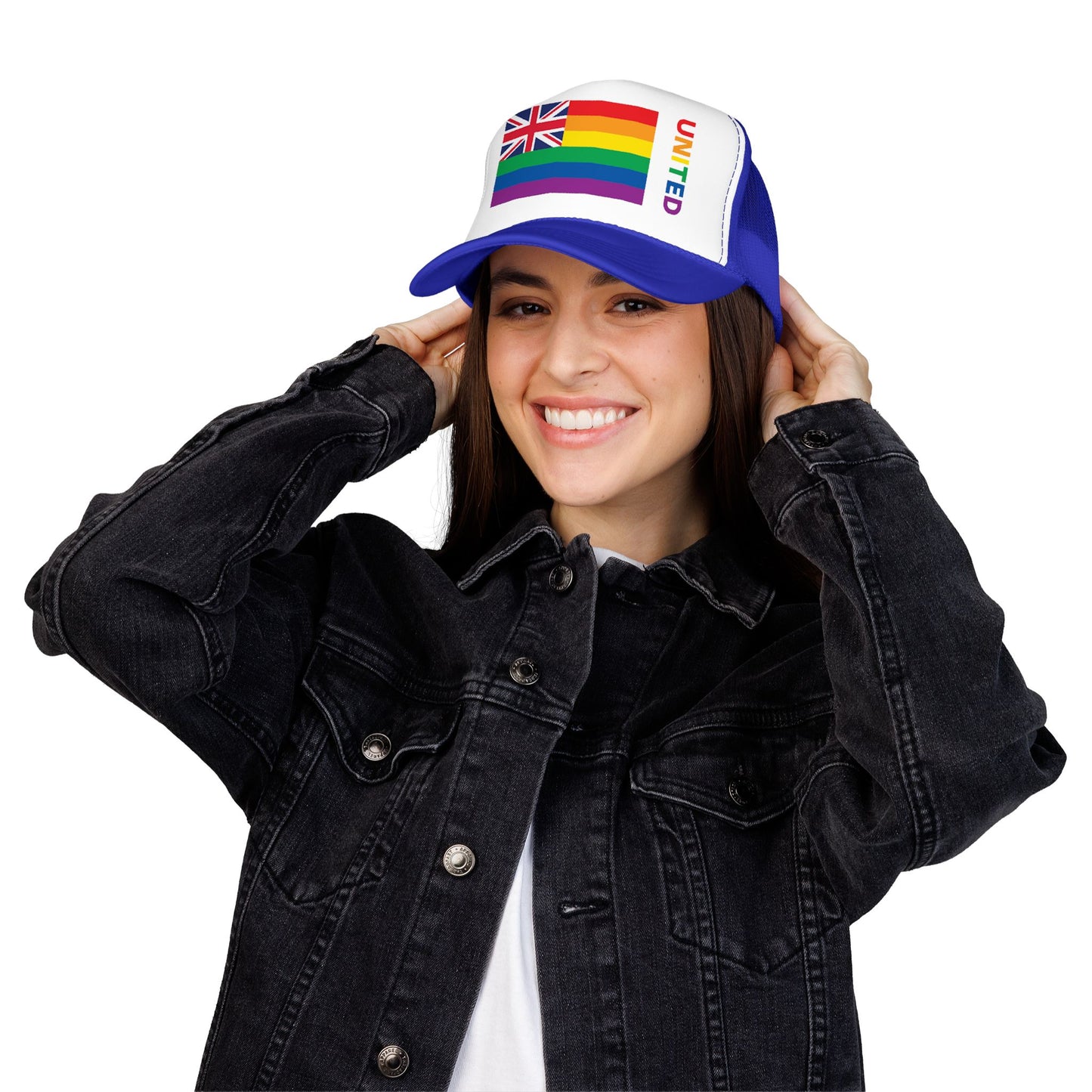 Hawai'i Rainbow Pride Flag "UNITED" Printed Foam Trucker Hat, Several Color Options