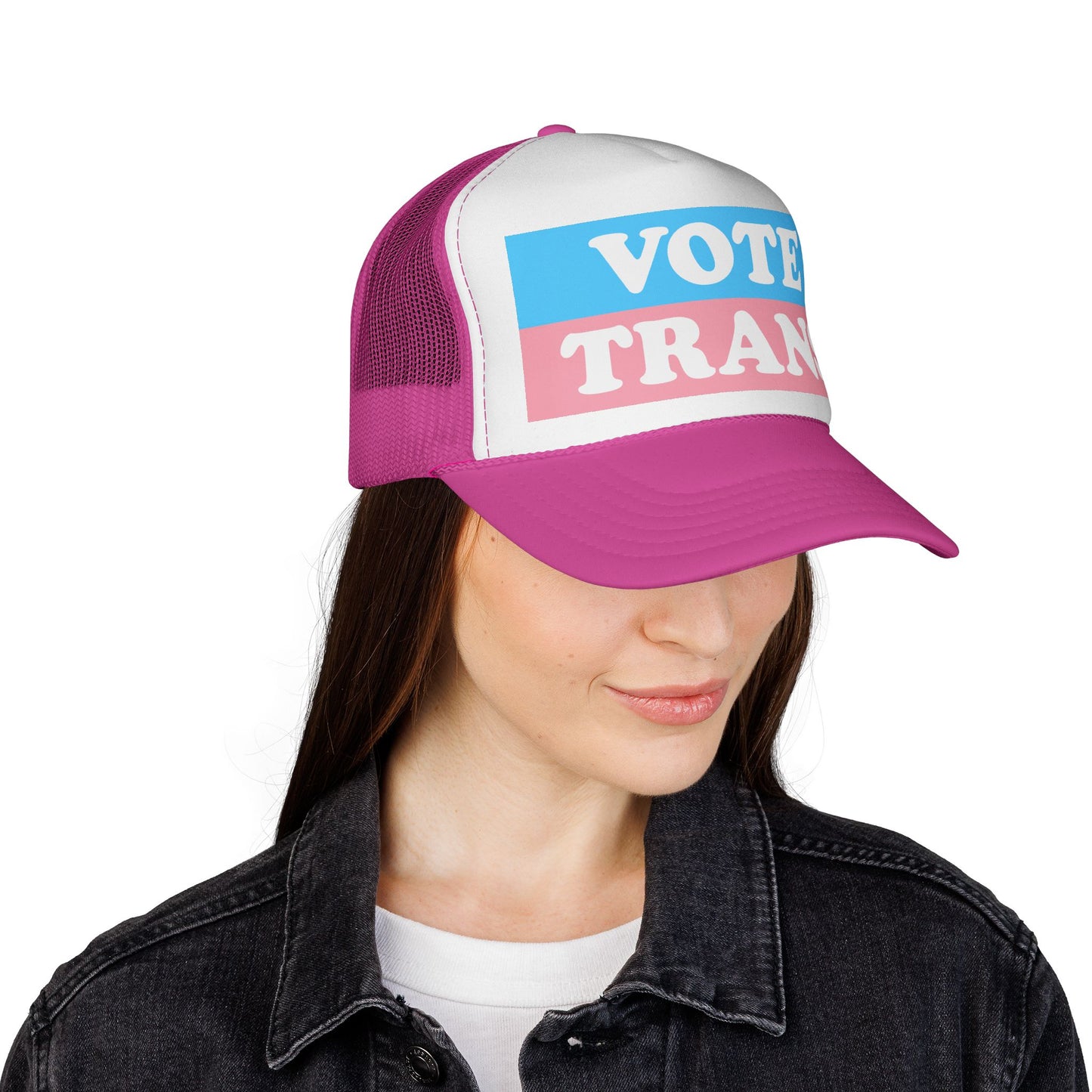 VOTE TRANS Stripes Trucker Cap — Pro-Trans Rights Statement Hat