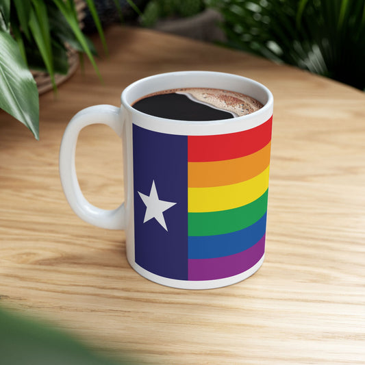 Texas Rainbow Pride Flag "UNITED" Ceramic Mug