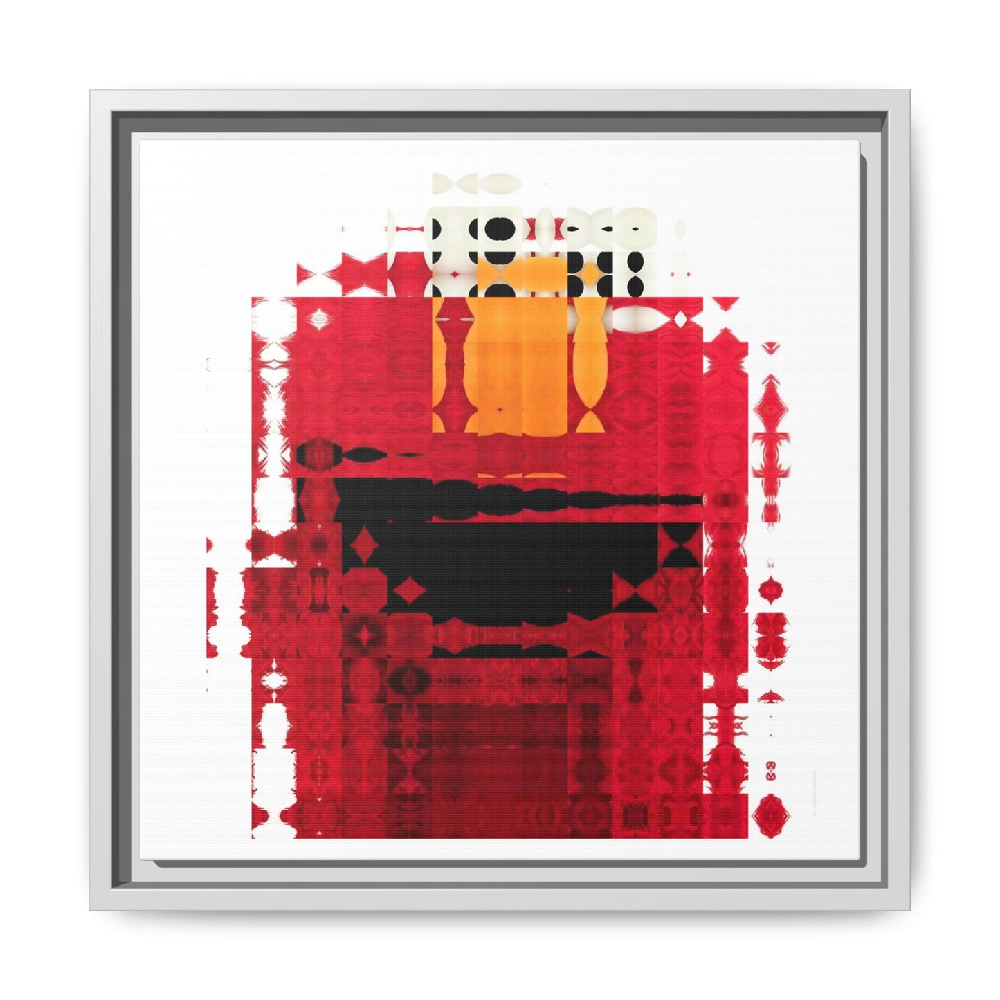 Iconic Fuzzy Red Cutie Monster from the Street Abstract Portrait Collage Art — Matte Canvas, Framed (Multi-color options)