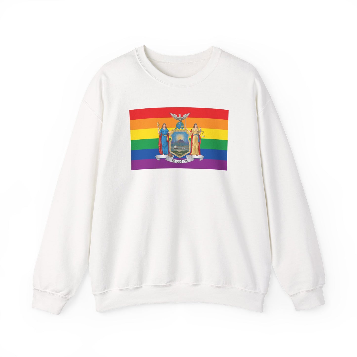New York Rainbow Pride Flag Unisex Crewneck Sweatshirt—White, Black or Light Pink
