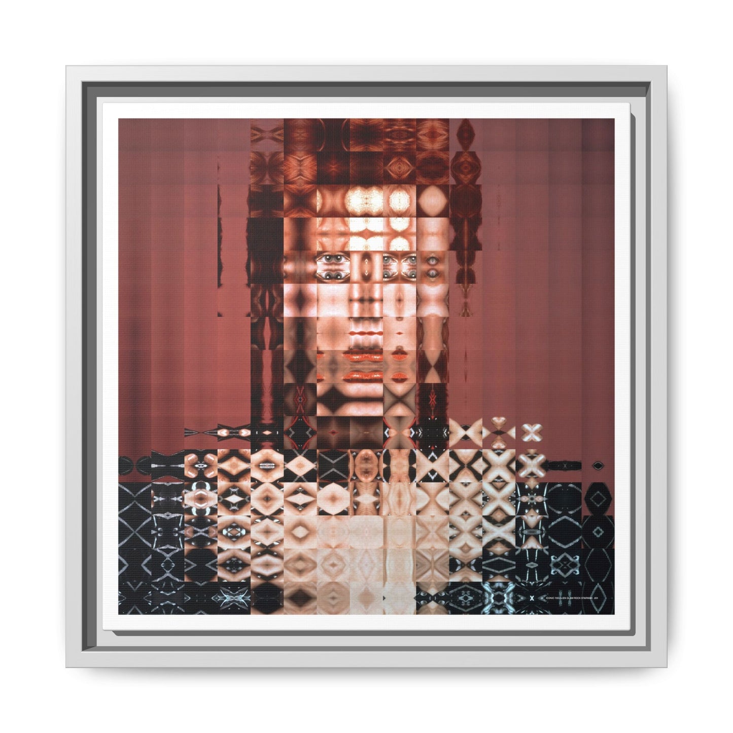 Iconic 70s Alien Glam Rock Starman Abstract Portrait Collage Art — Matte Canvas, Framed (Multi-color options)