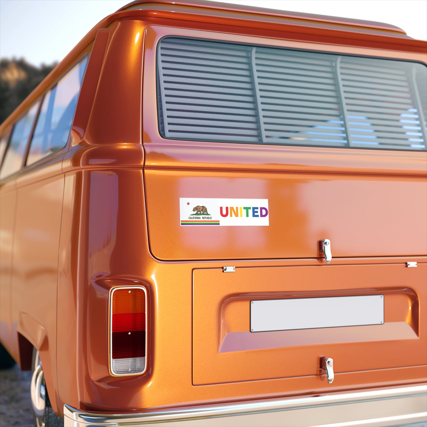 California Rainbow Pride Flag "UNITED" Bumper Sticker