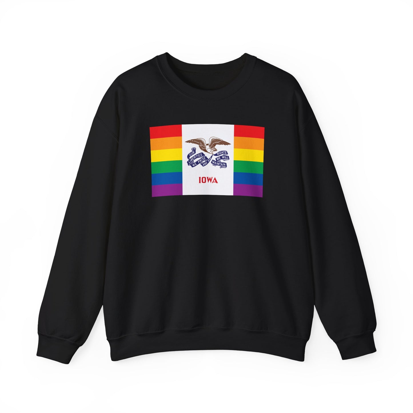 Iowa Rainbow Pride Flag Unisex Crewneck Sweatshirt—White, Black or Light Pink
