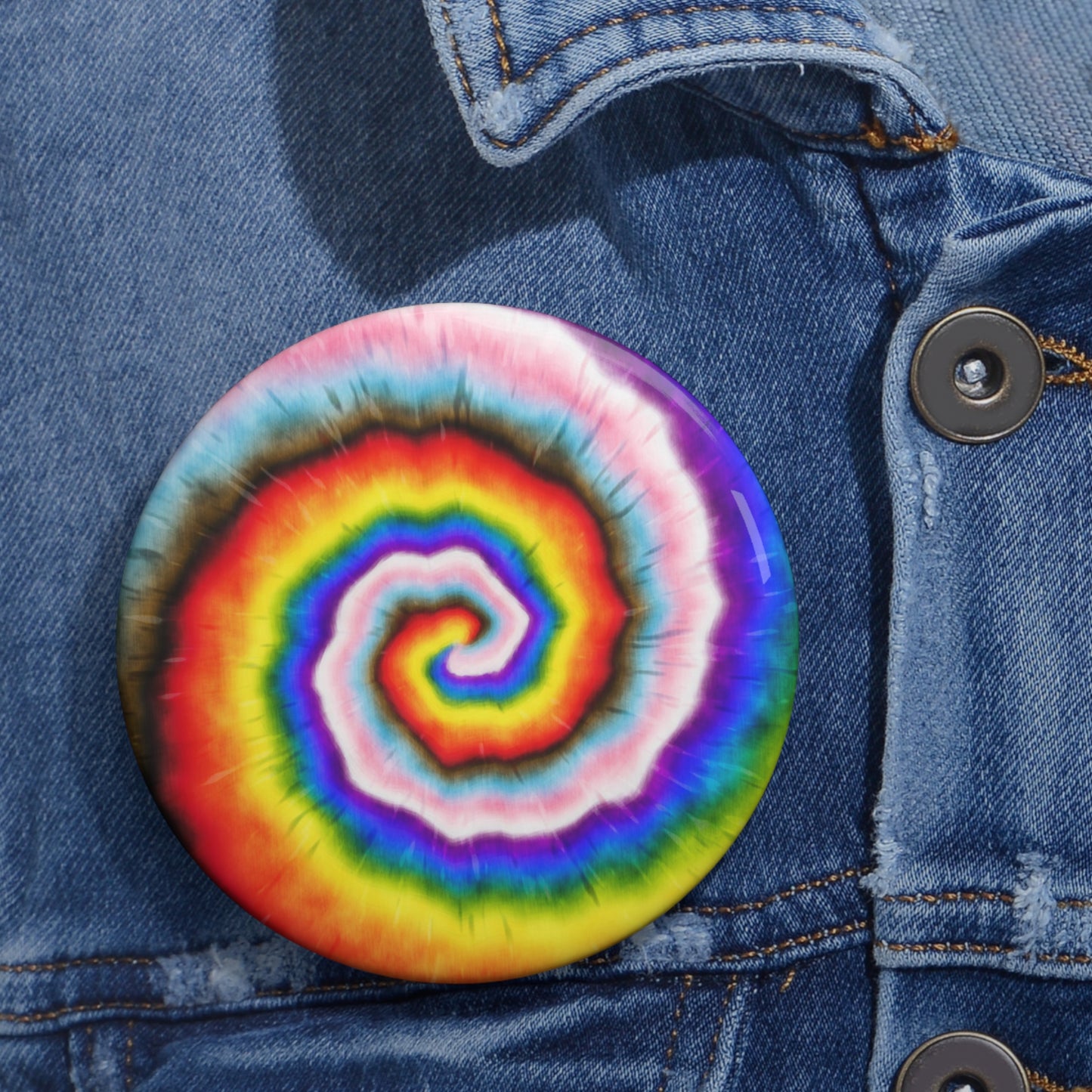 Progress Pride Tie-Dye Pin Button