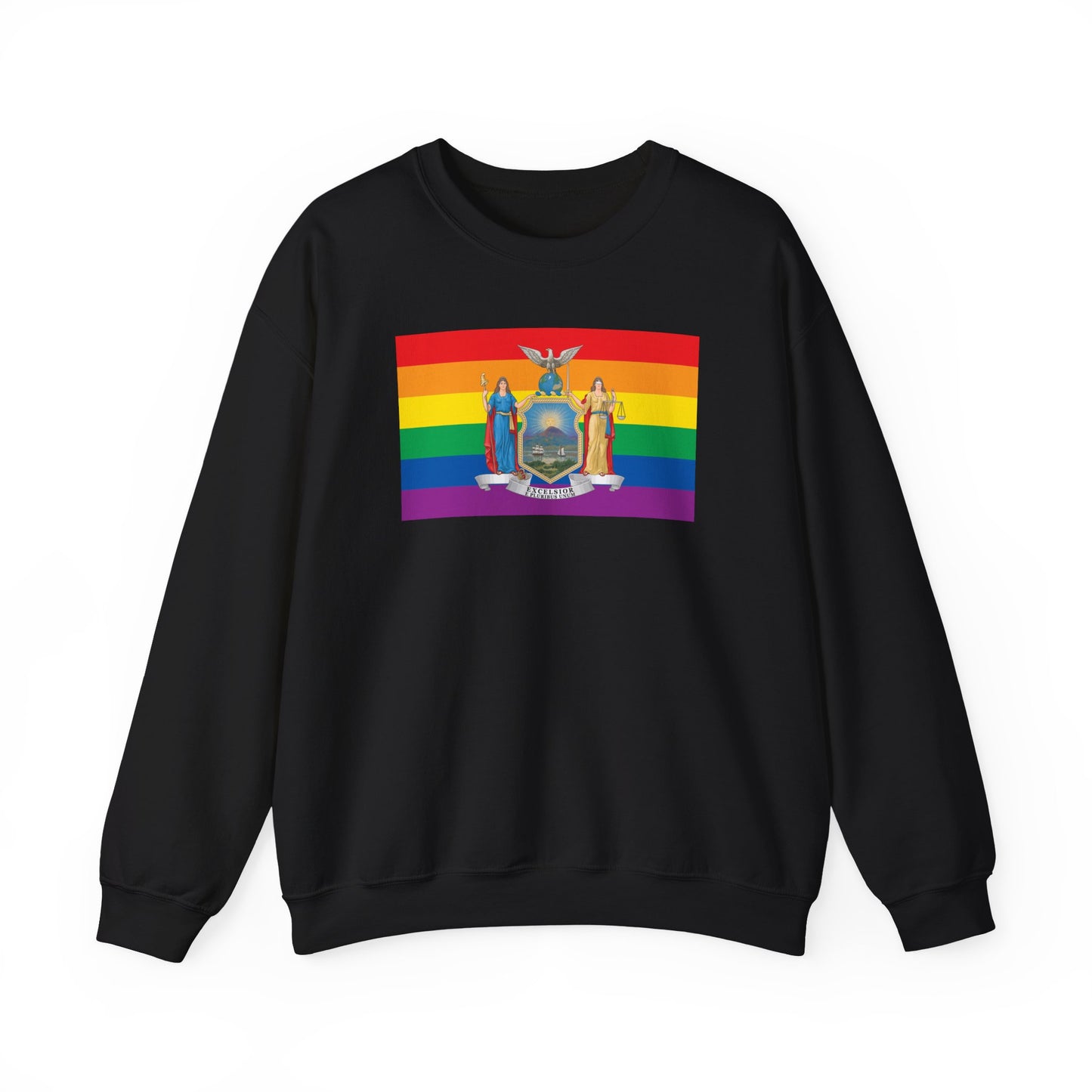 New York Rainbow Pride Flag Unisex Crewneck Sweatshirt—White, Black or Light Pink