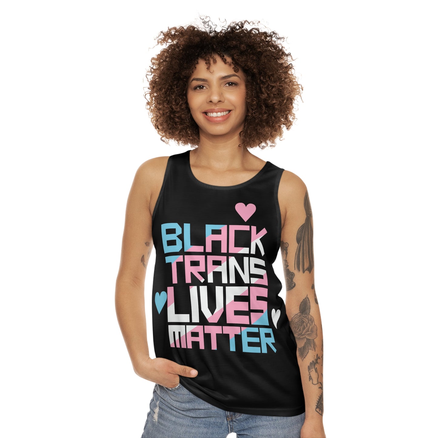 BLACK TRANS LIVES MATTER Tank Top - San Francisco Tenderloin Deco on Black