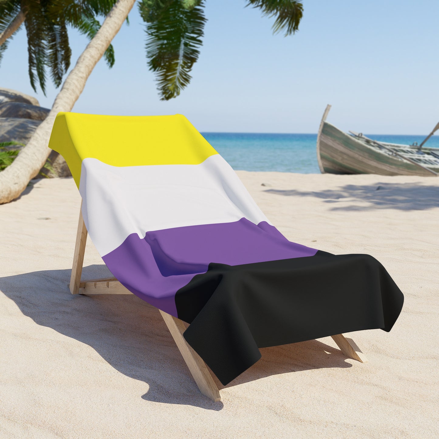 Non-Binary Pride Flag Beach Towel - vertical stripe deco