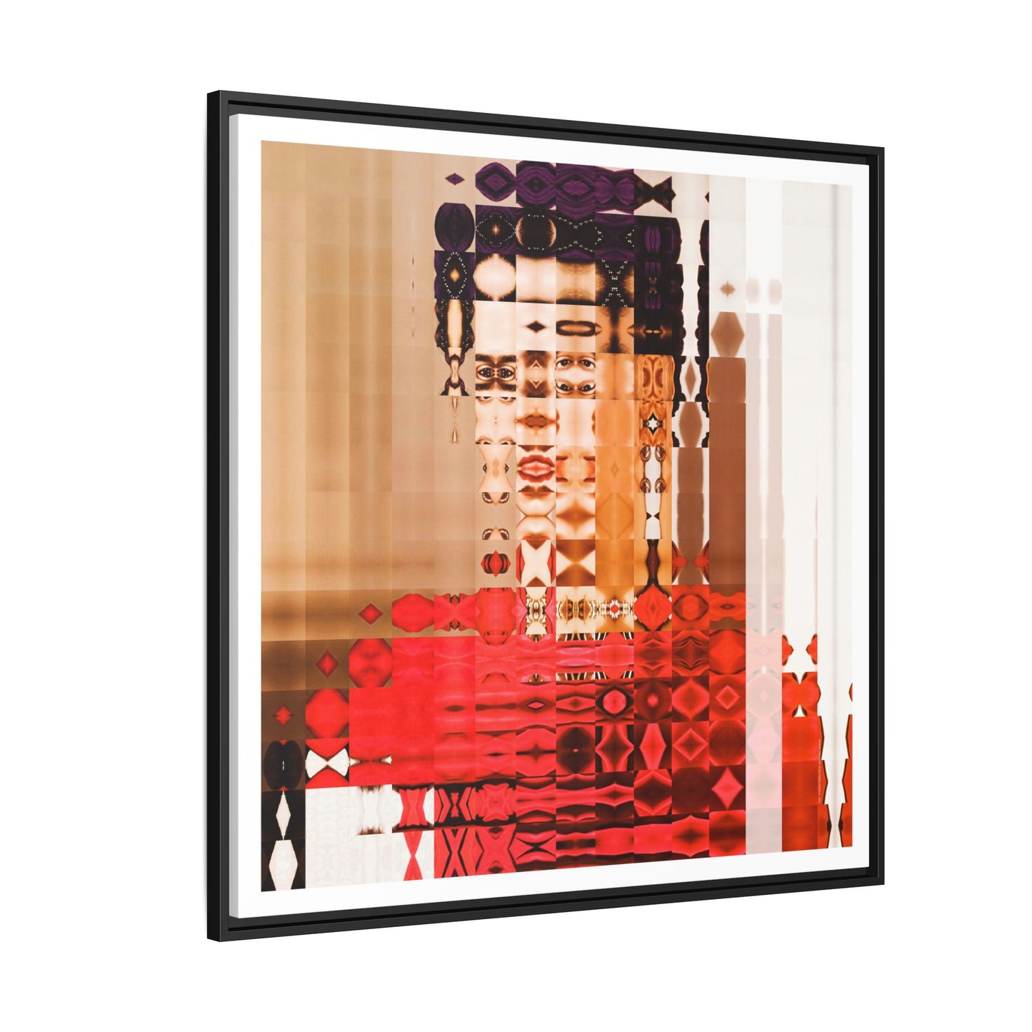 Iconic Feminist Artist Frida Kahlo 2 Abstract Portrait Collage Art — Matte Canvas, Framed (Multi-color options)