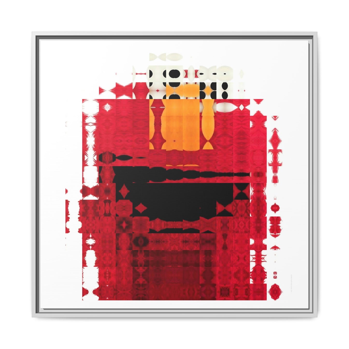 Iconic Fuzzy Red Cutie Monster from the Street Abstract Portrait Collage Art — Matte Canvas, Framed (Multi-color options)