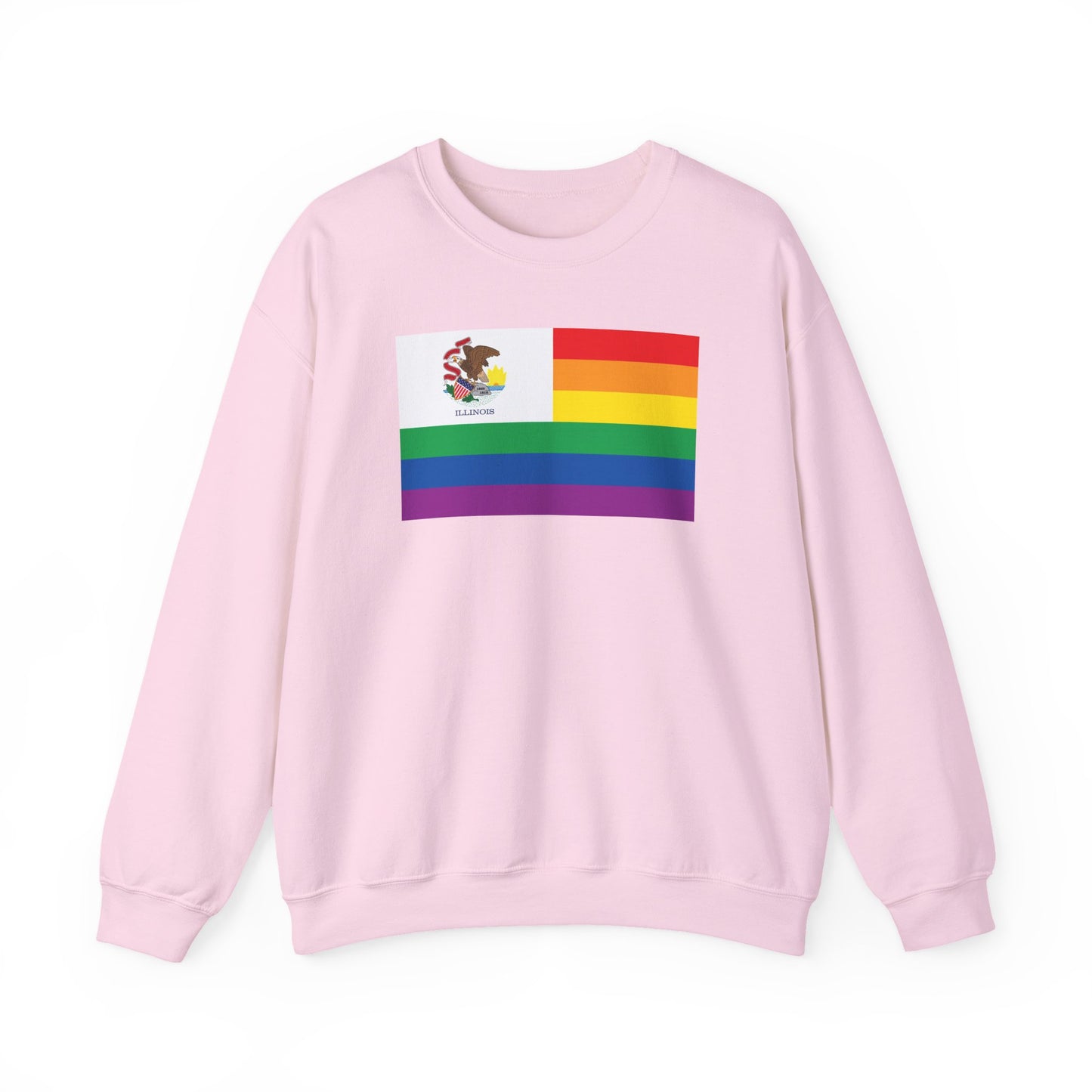 Illinois Rainbow Pride Flag Unisex Crewneck Sweatshirt—White, Black or Light Pink