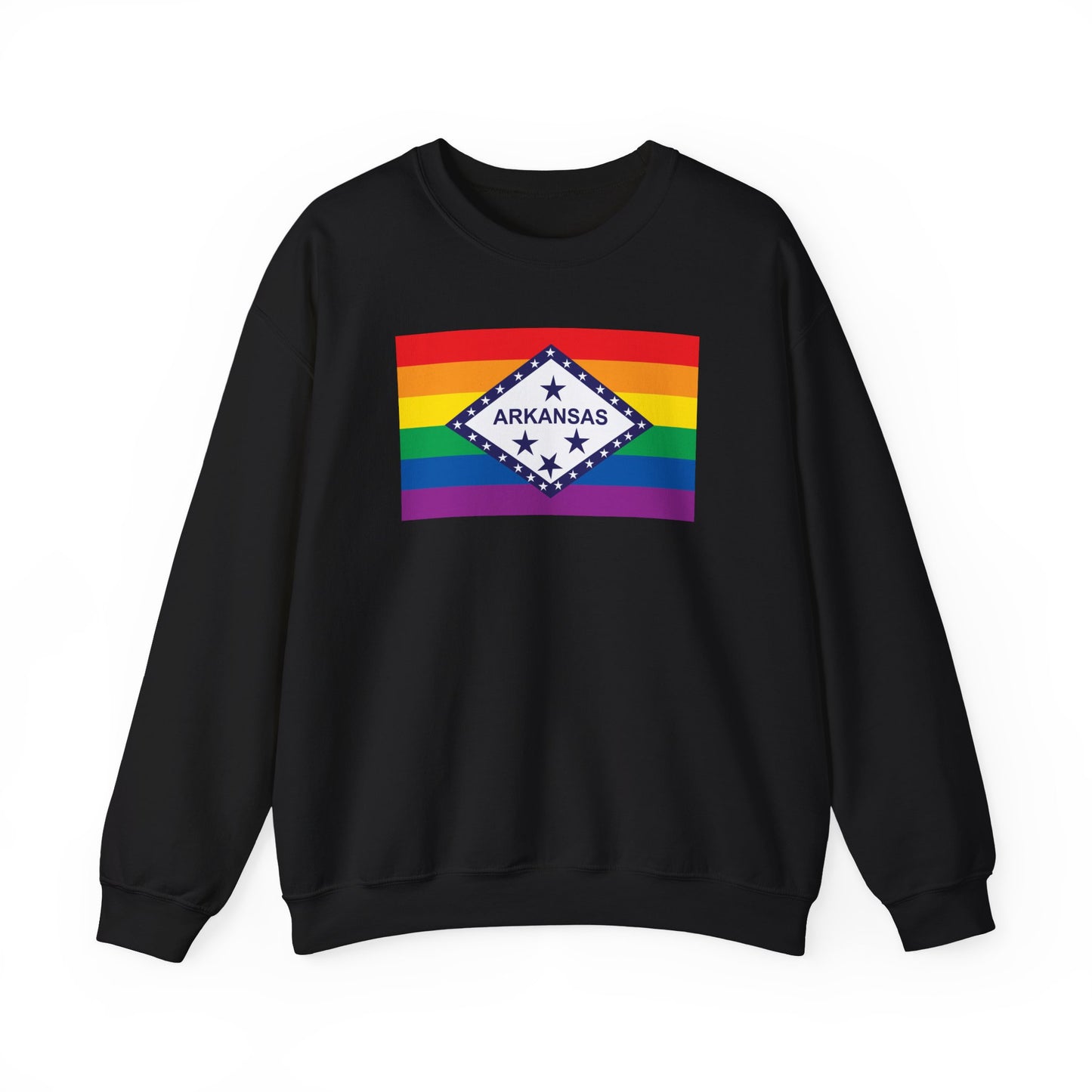 Arkansas Rainbow Pride Flag Unisex Crewneck Sweatshirt—White, Black or Light Pink
