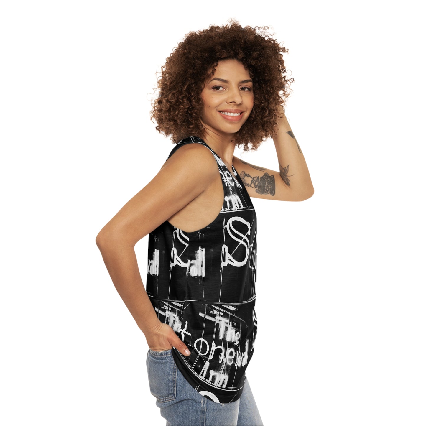 The Stonewall Inn Tank Top, Black with White Deco Pattern