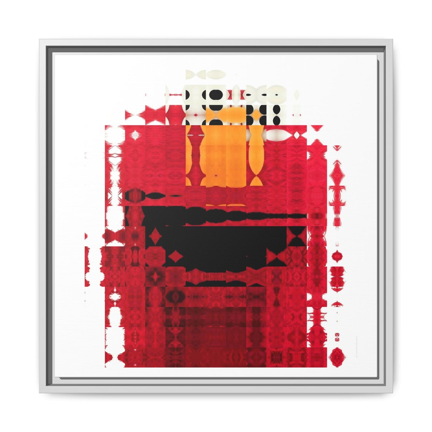 Iconic Fuzzy Red Cutie Monster from the Street Abstract Portrait Collage Art — Matte Canvas, Framed (Multi-color options)