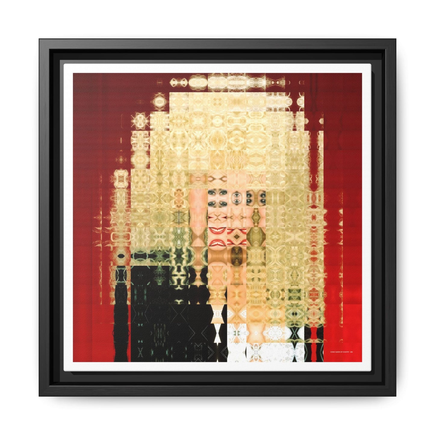 Iconic Queen of Country VI, Dolly Abstract Portrait Collage Art — Matte Canvas, Framed (Multi-color options)
