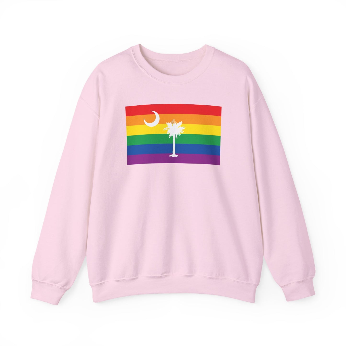 South Carolina Rainbow Pride Flag Unisex Crewneck Sweatshirt—White, Black or Light Pink