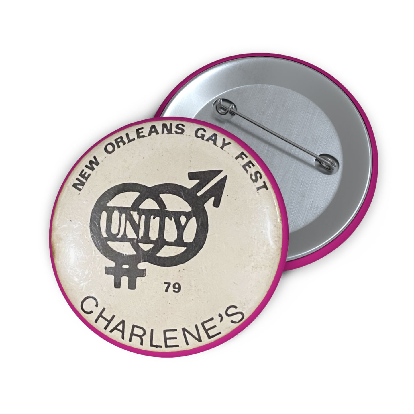 Iconic Charlene's New Orleans 1979 Gay Fest, Historic Lesbian Bar Replica Pin Button