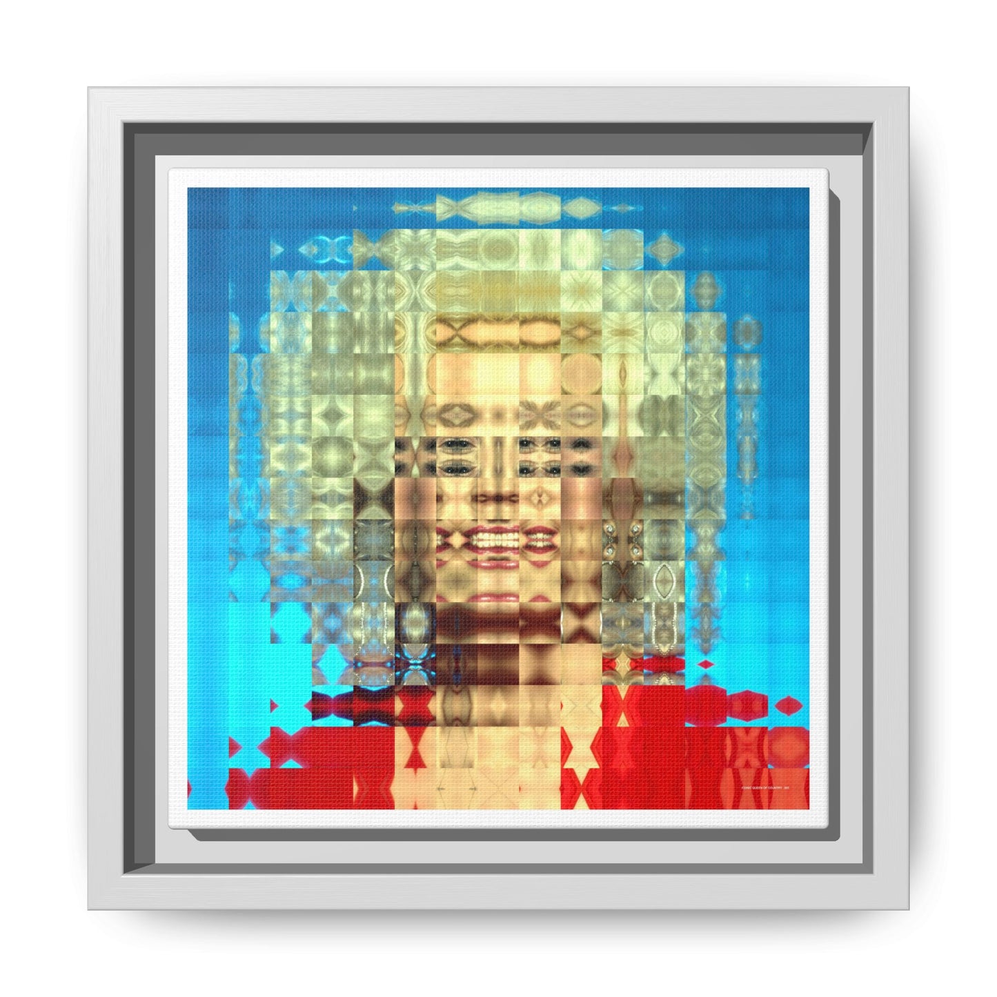 Iconic Queen of Country V, Dolly Abstract Portrait Collage Art — Matte Canvas, Framed (Multi-color options)