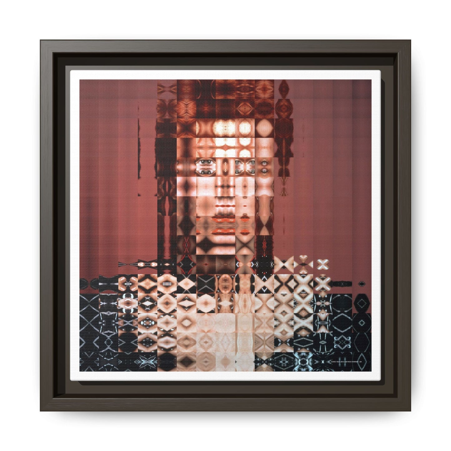 Iconic 70s Alien Glam Rock Starman Abstract Portrait Collage Art — Matte Canvas, Framed (Multi-color options)