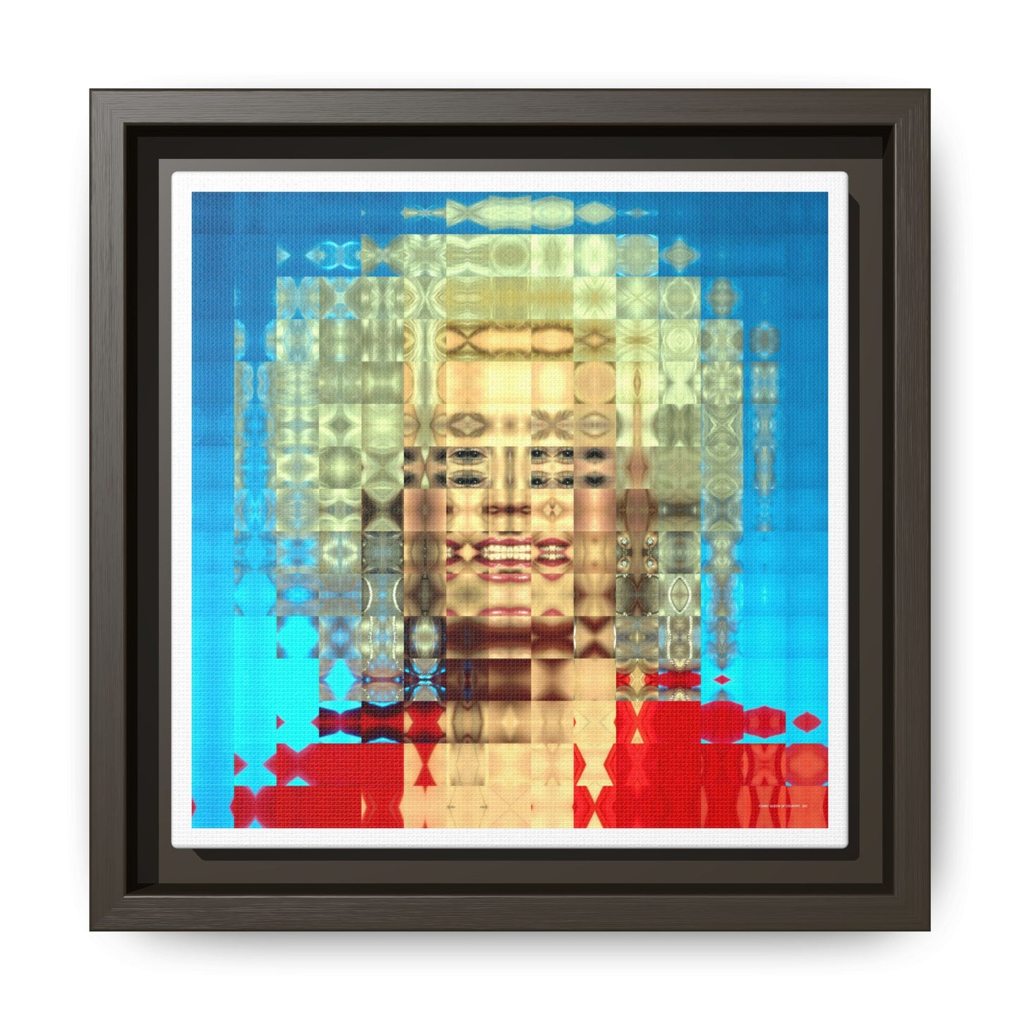 Iconic Queen of Country V, Dolly Abstract Portrait Collage Art — Matte Canvas, Framed (Multi-color options)