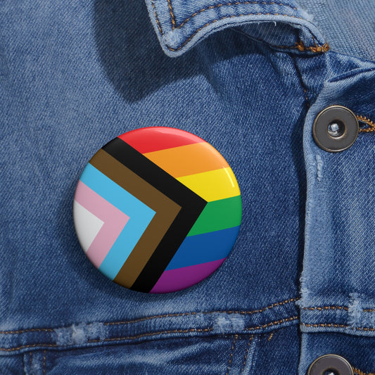 Progress Pride Rainbow Flag Heart Pin Button