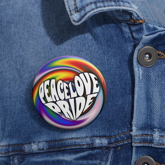 PEACE LOVE PRIDE Progress Rainbow Warp Pin Button