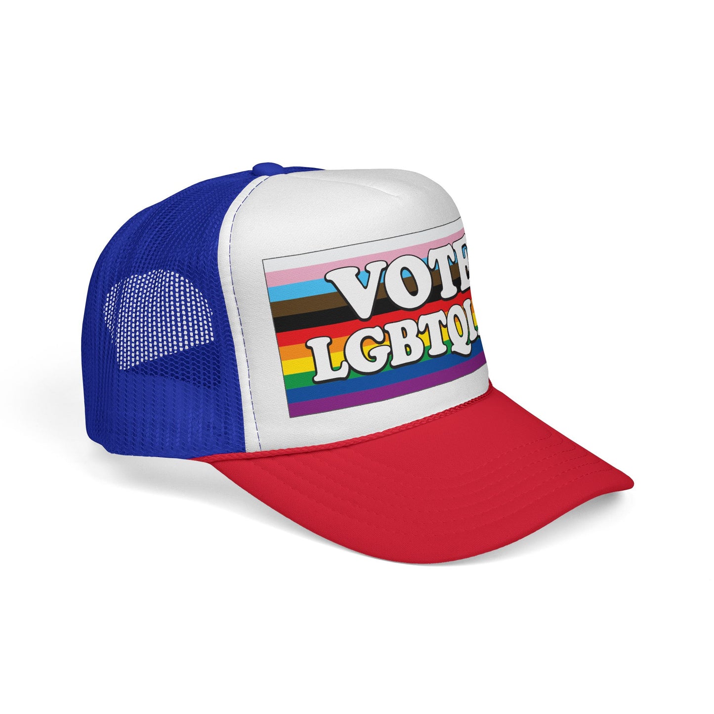 VOTE LGBTQIA+ Trucker Cap — LGBTQIA+ Rights & Equality Statement Hat