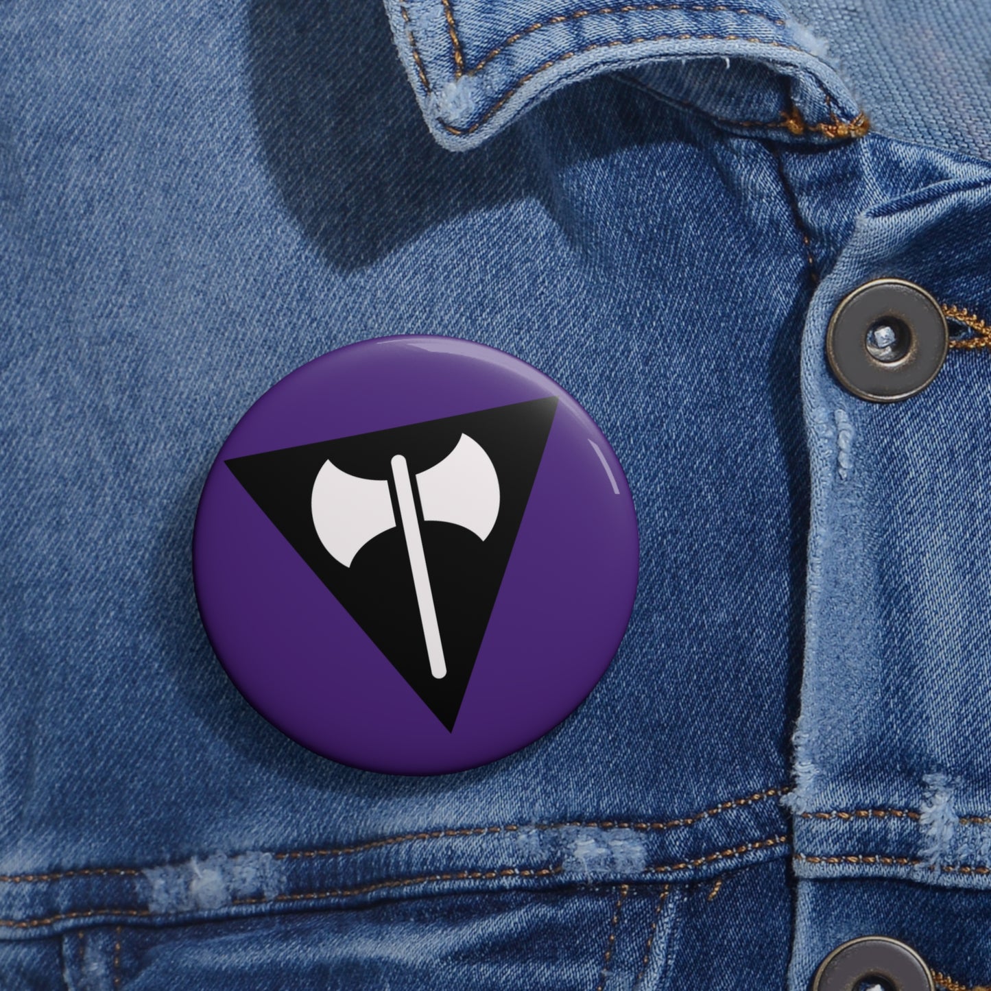 Labrys Lesbian Pride Pin Button, Labrys Lesbian Pride Symbol on Lesbian Purple Pride Color
