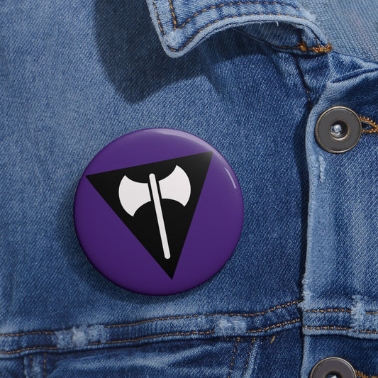 Labrys Lesbian Pride Pin Button, Labrys Lesbian Pride Symbol on Lesbian Purple Pride Color