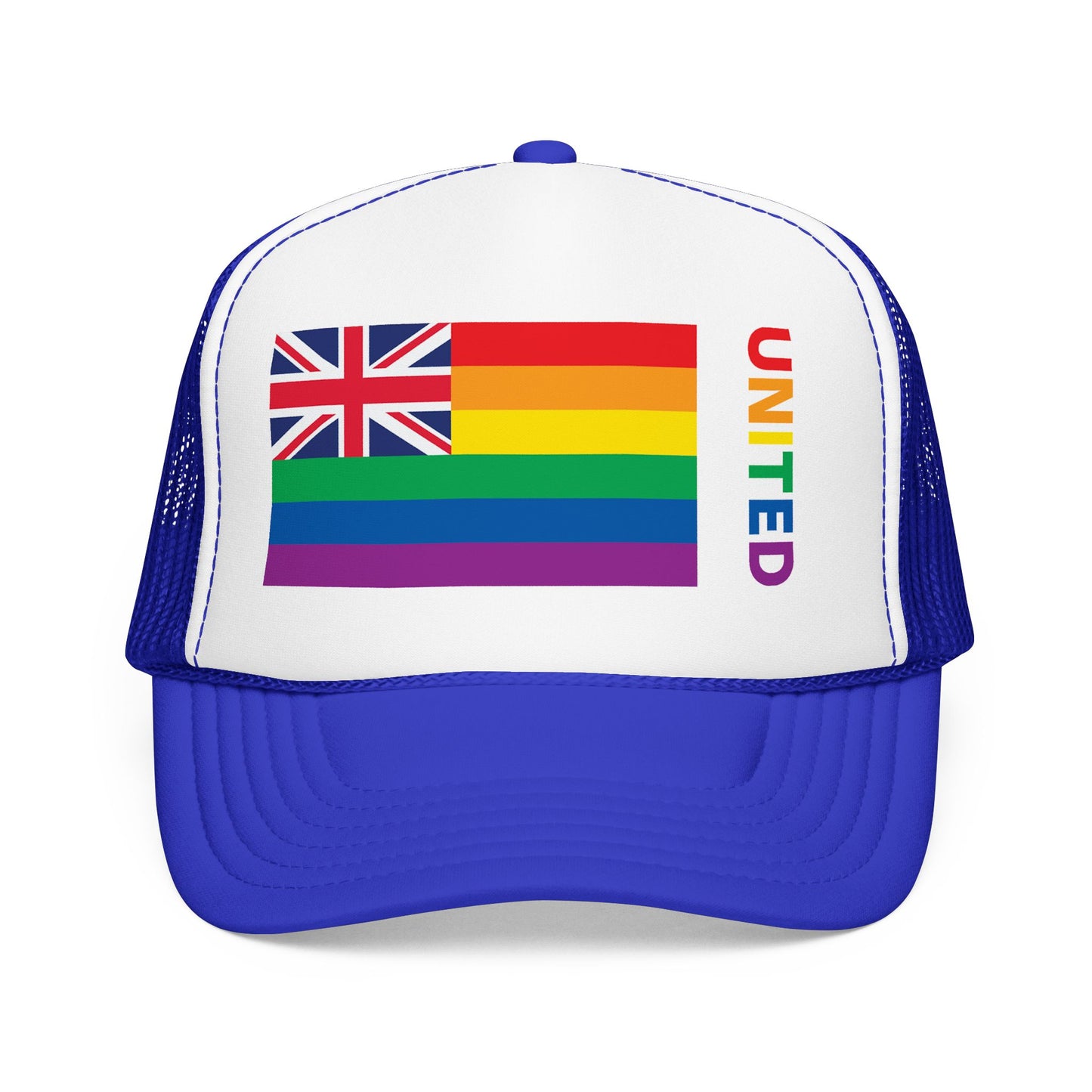 Hawai'i Rainbow Pride Flag "UNITED" Printed Foam Trucker Hat, Several Color Options