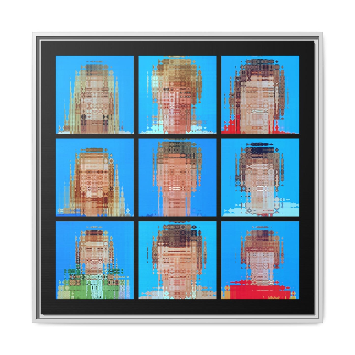 America’s Iconic Mid-Century TV Family Abstract Portrait Collage Art — Matte Canvas, Framed (Multi-color options)