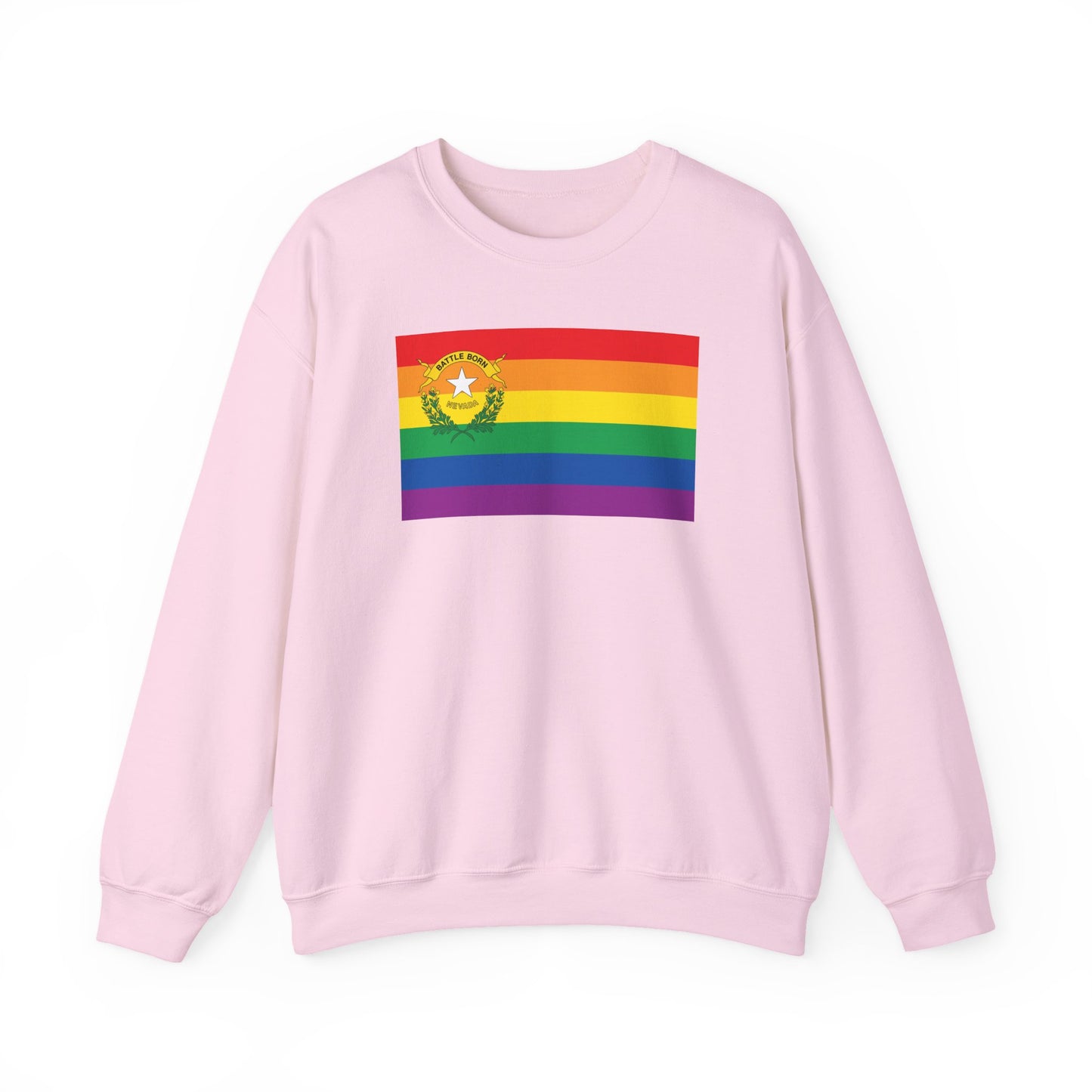 Nevada Rainbow Pride Flag Unisex Crewneck Sweatshirt—White, Black or Light Pink