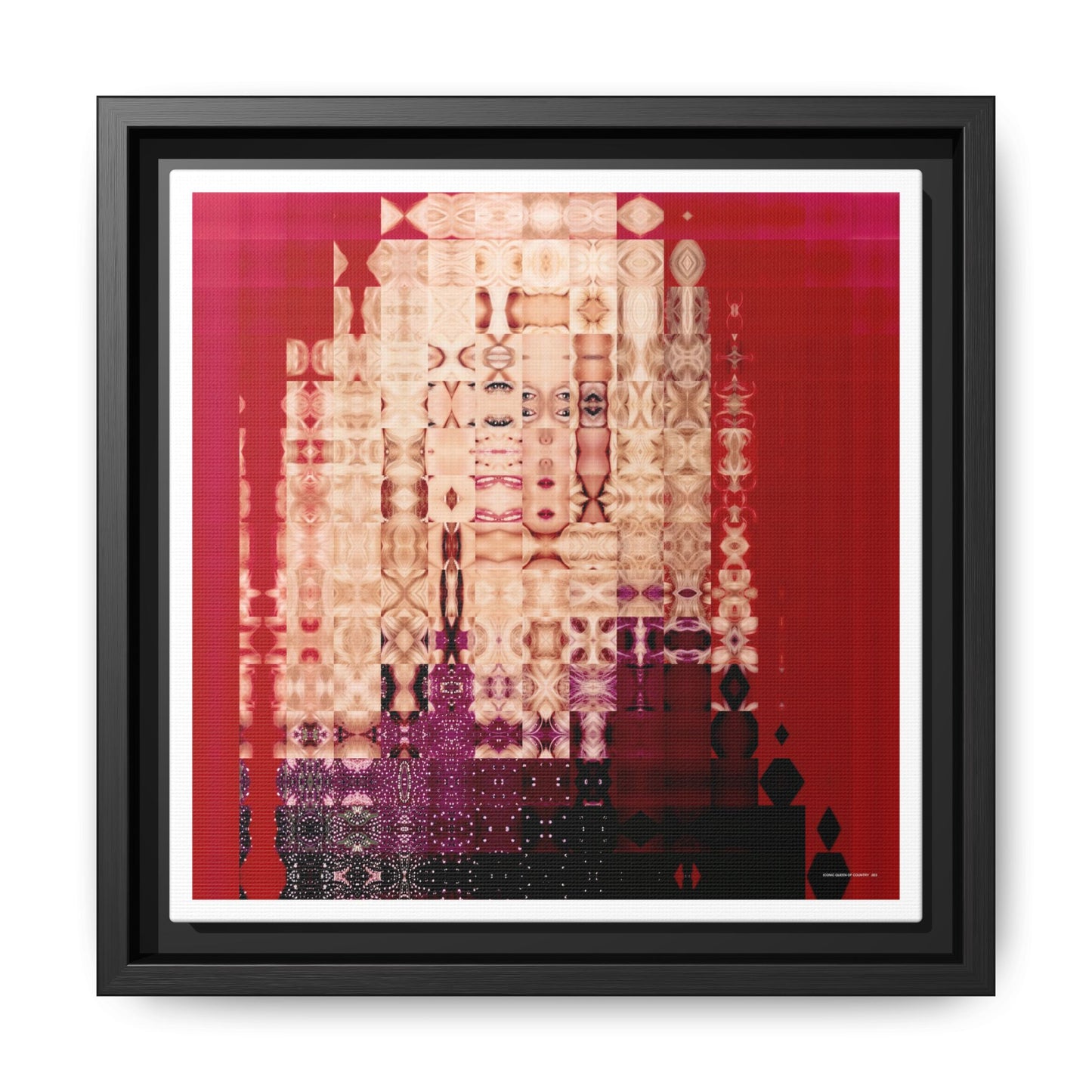 Iconic Queen of Country III, Dolly Abstract Portrait Collage Art — Matte Canvas, Framed (Multi-color options)