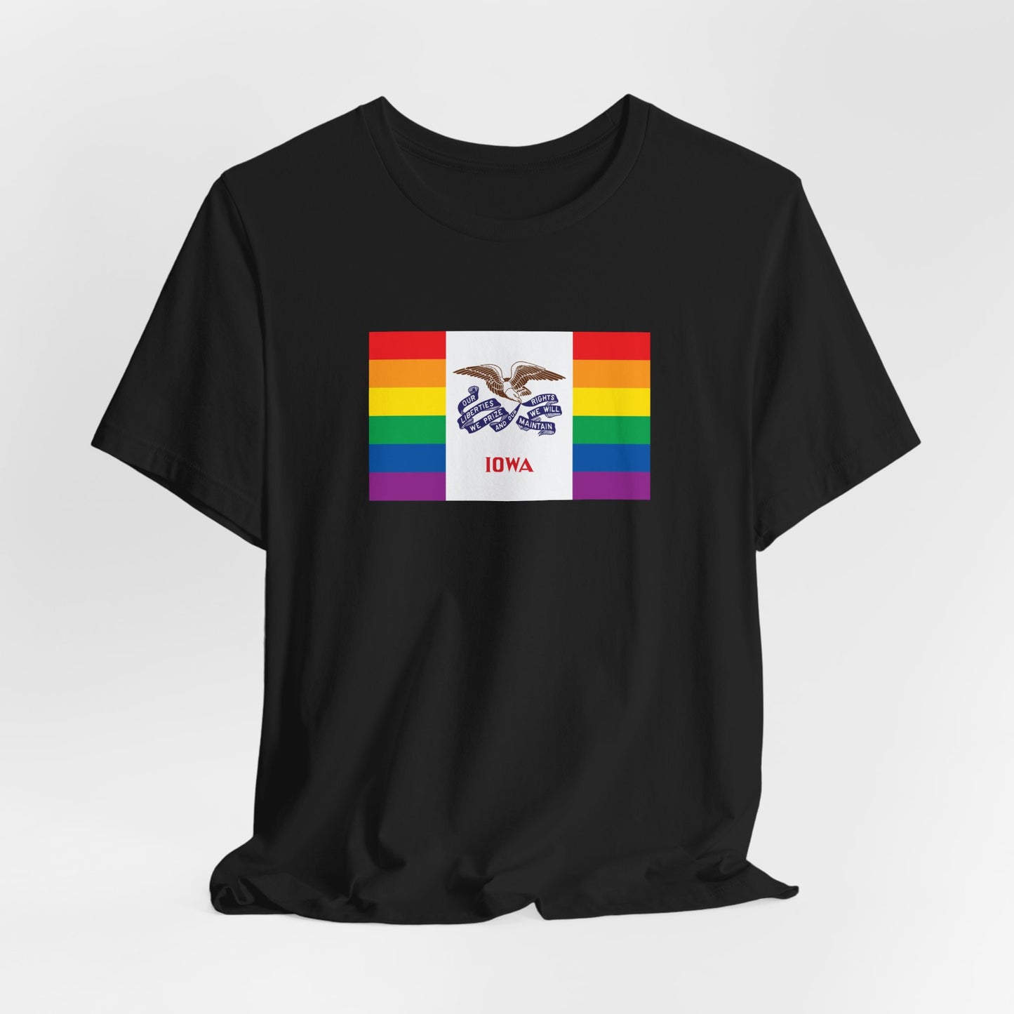 Iowa Rainbow Pride Flag T-shirt, Several Color Options
