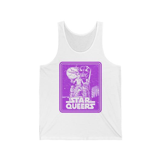 STAR QUEERS Poster Tank Top - Ultra Violet deco on White