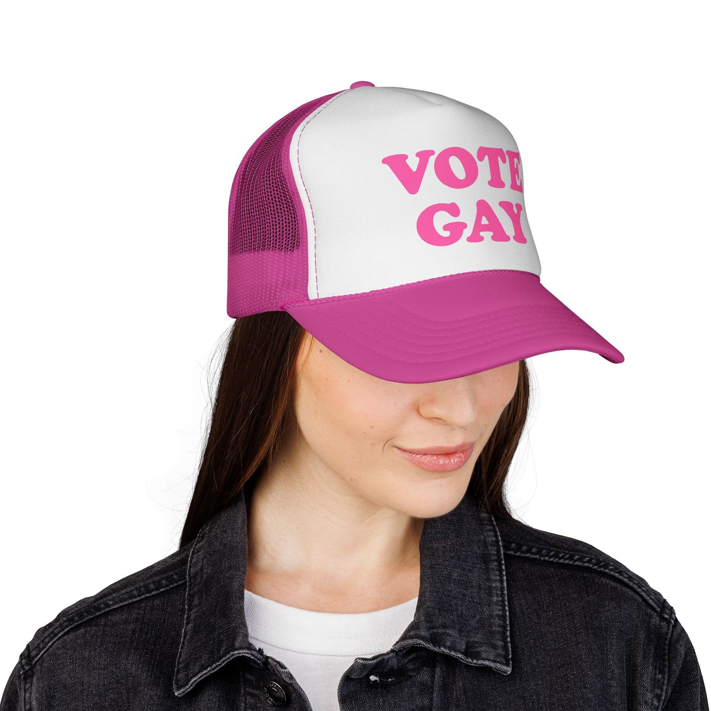 VOTE GAY Trucker Cap — LGBTQIA+ Rights & Equality Statement Hat