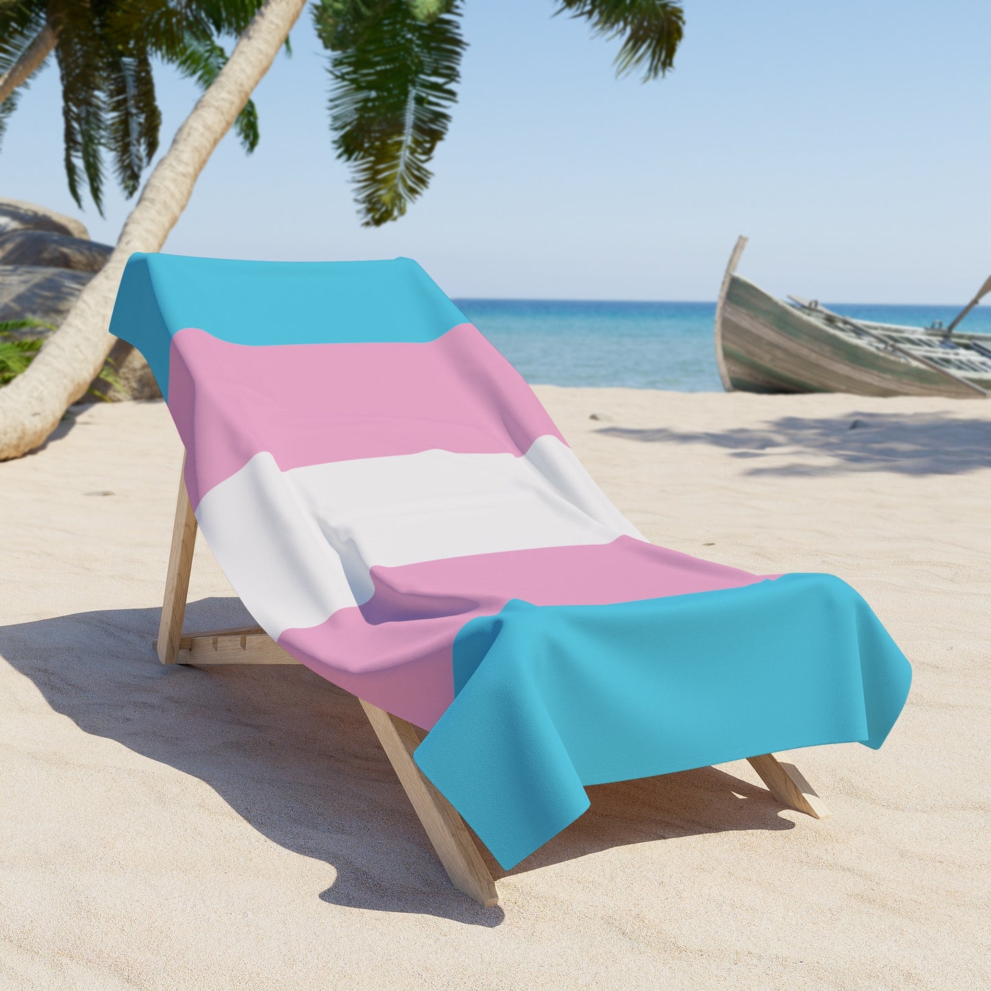 Transgender Pride Flag Beach Towel - vertical stripe deco