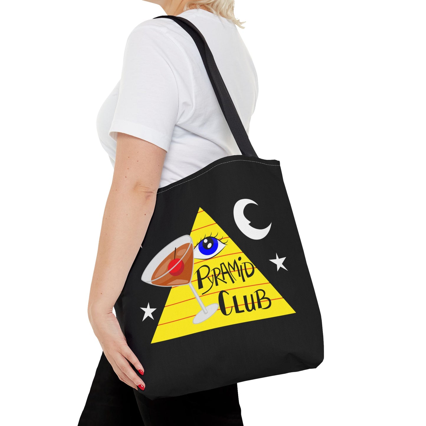 Pyramid Club Tote Bag - Full Color on Black