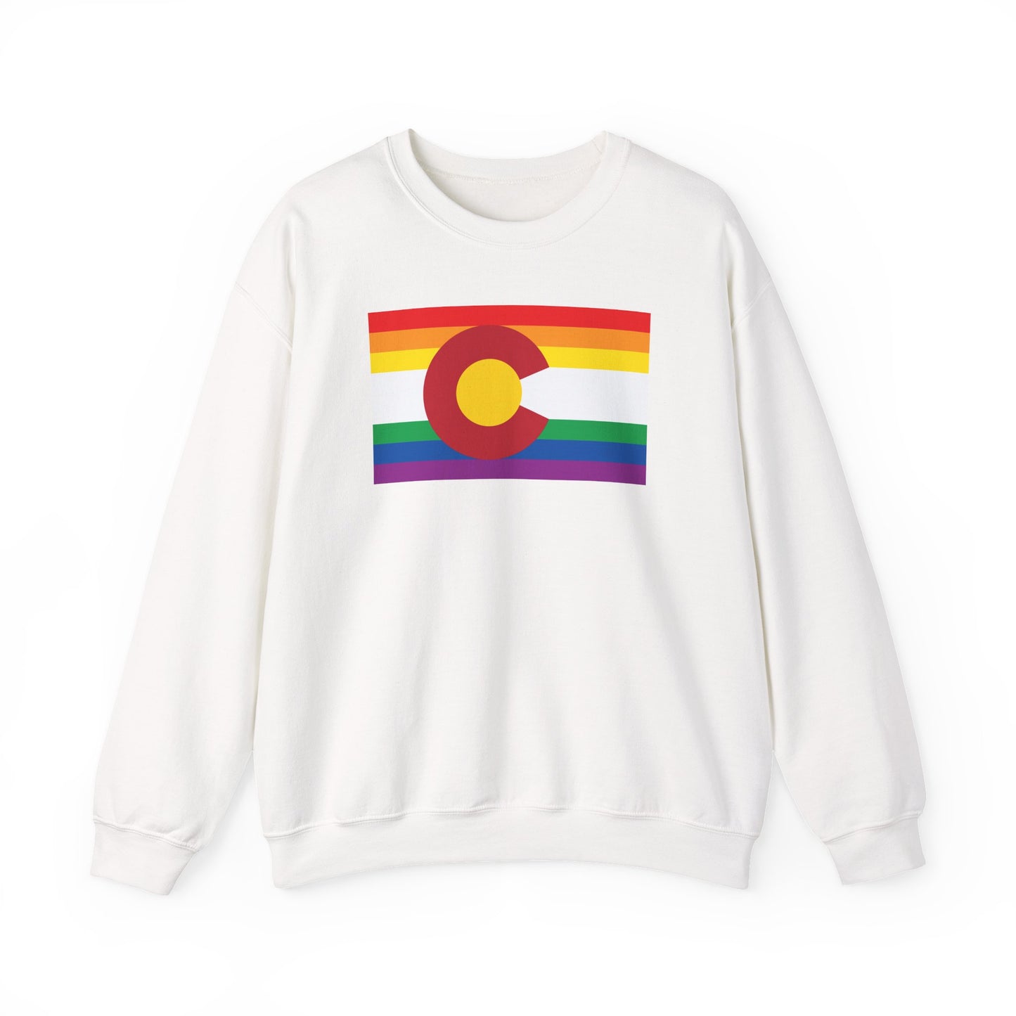Colorado Rainbow Pride Flag Unisex Crewneck Sweatshirt—White, Black or Light Pink