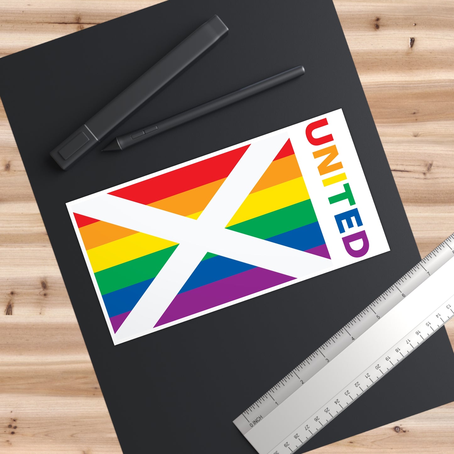 Alabama Rainbow Pride Flag "UNITED" Bumper Sticker