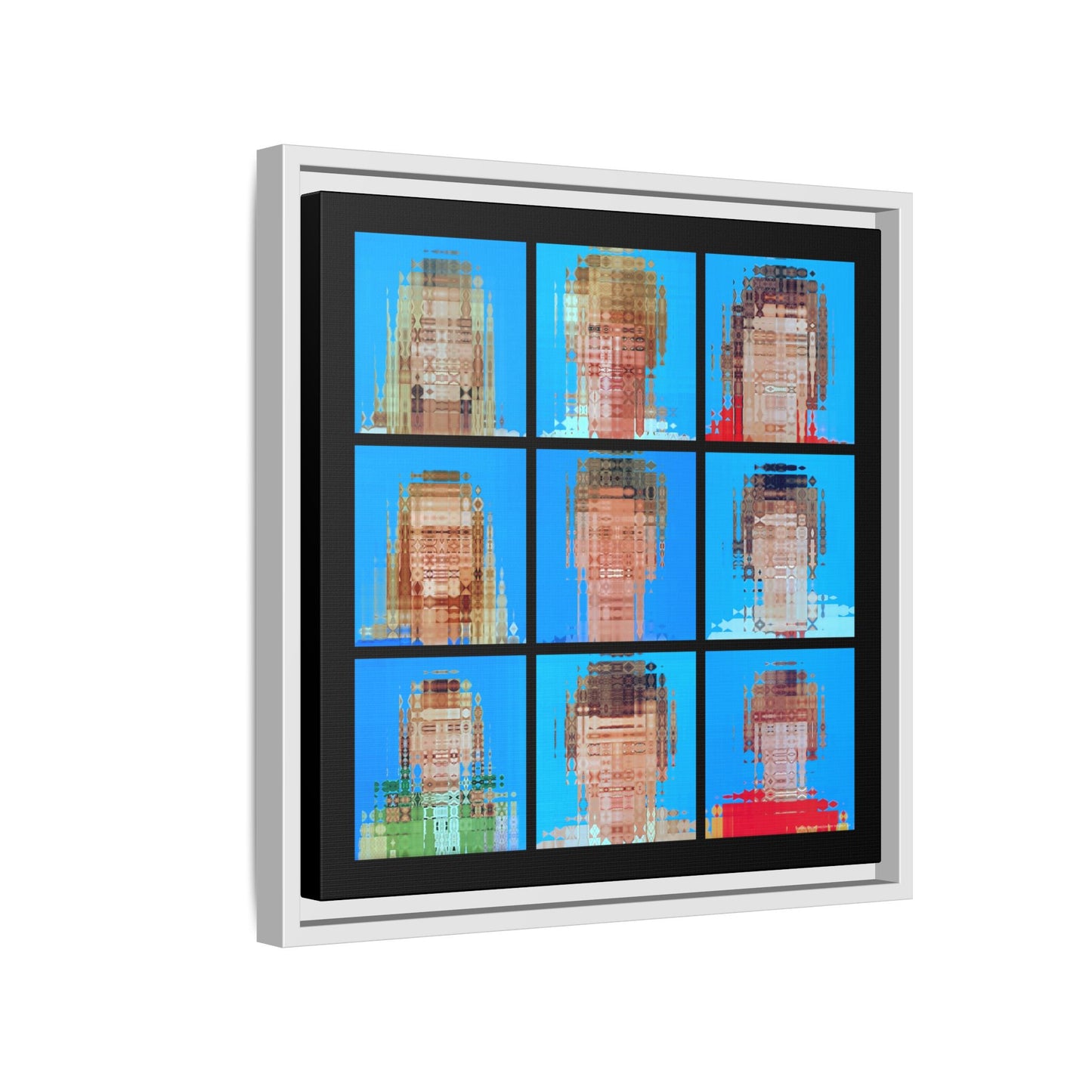 America's Iconic Mid-Century TV Family, Abstract Portrait Collage Art — Matte Canvas, Framed (Multi-color options)