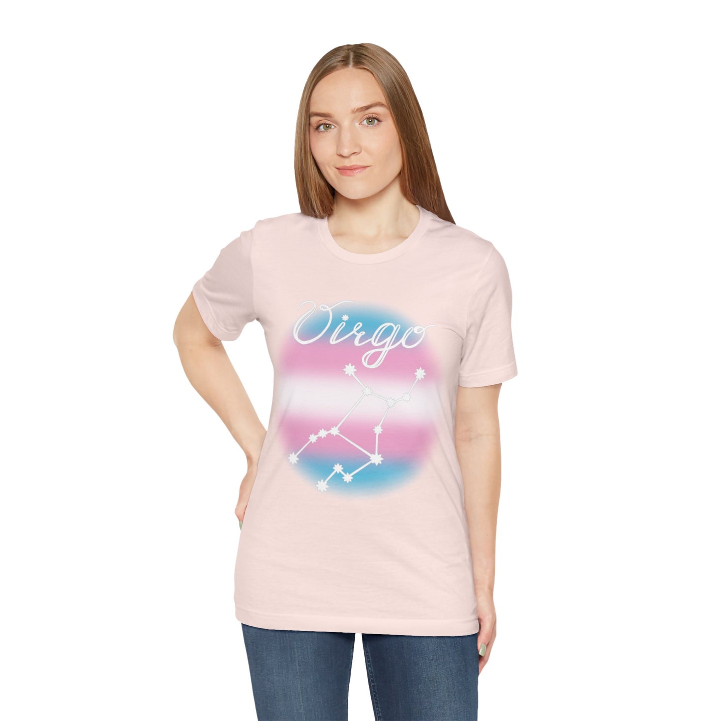 Virgo Constellation T-shirt, Astrology, Transgender Pride Flag
