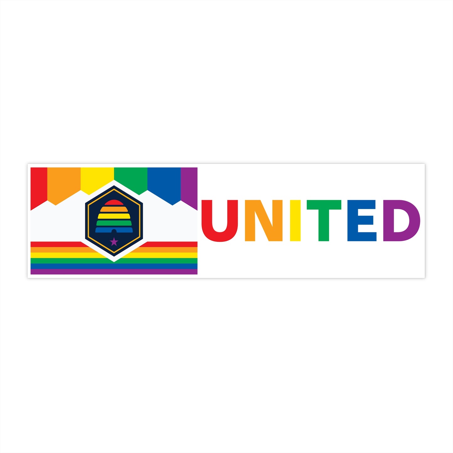 Utah Rainbow Pride Flag "UNITED" Bumper Sticker