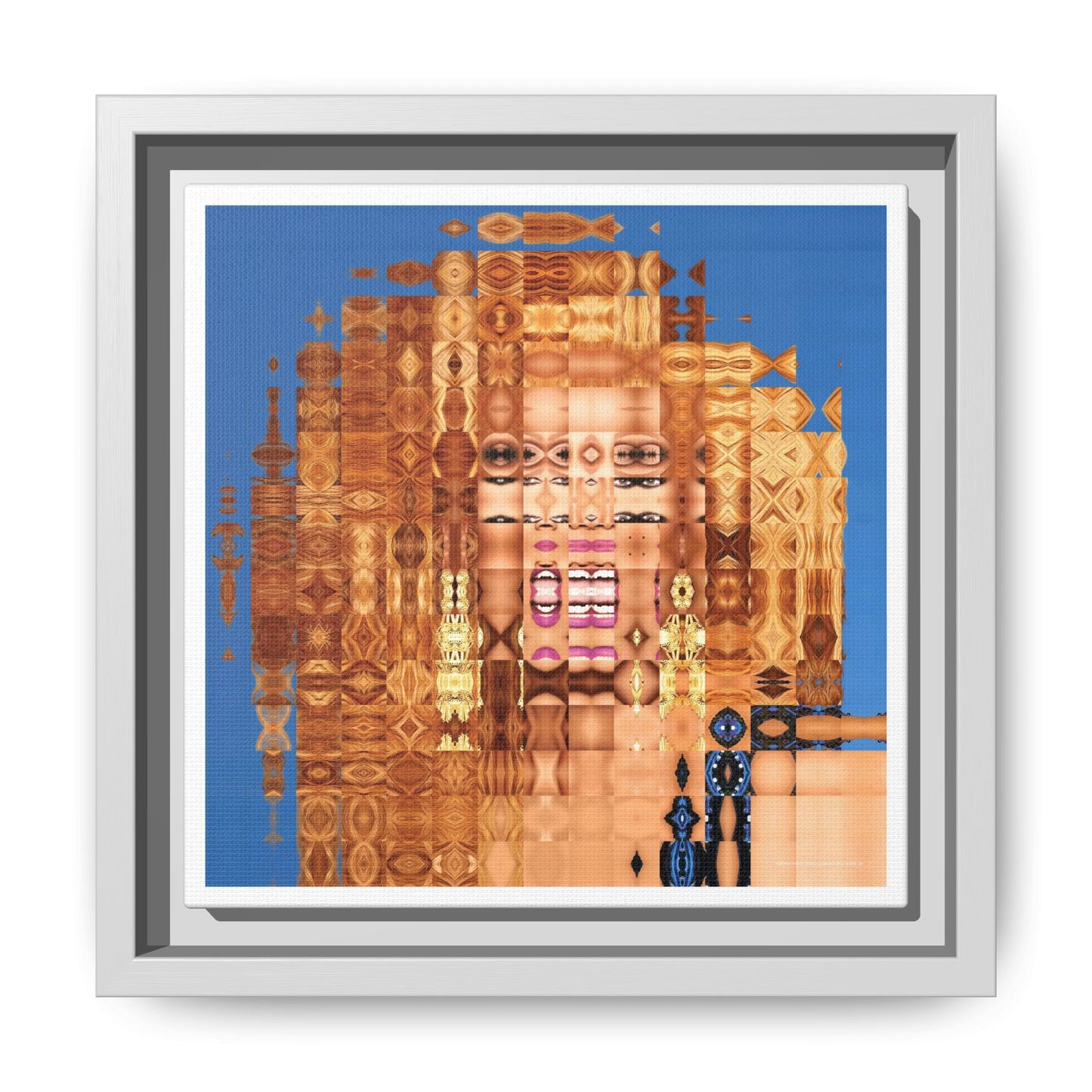 America's Most Iconic Glamazon Drag Queen Abstract Portrait Collage Art — Matte Canvas, Framed (Multi-color options)