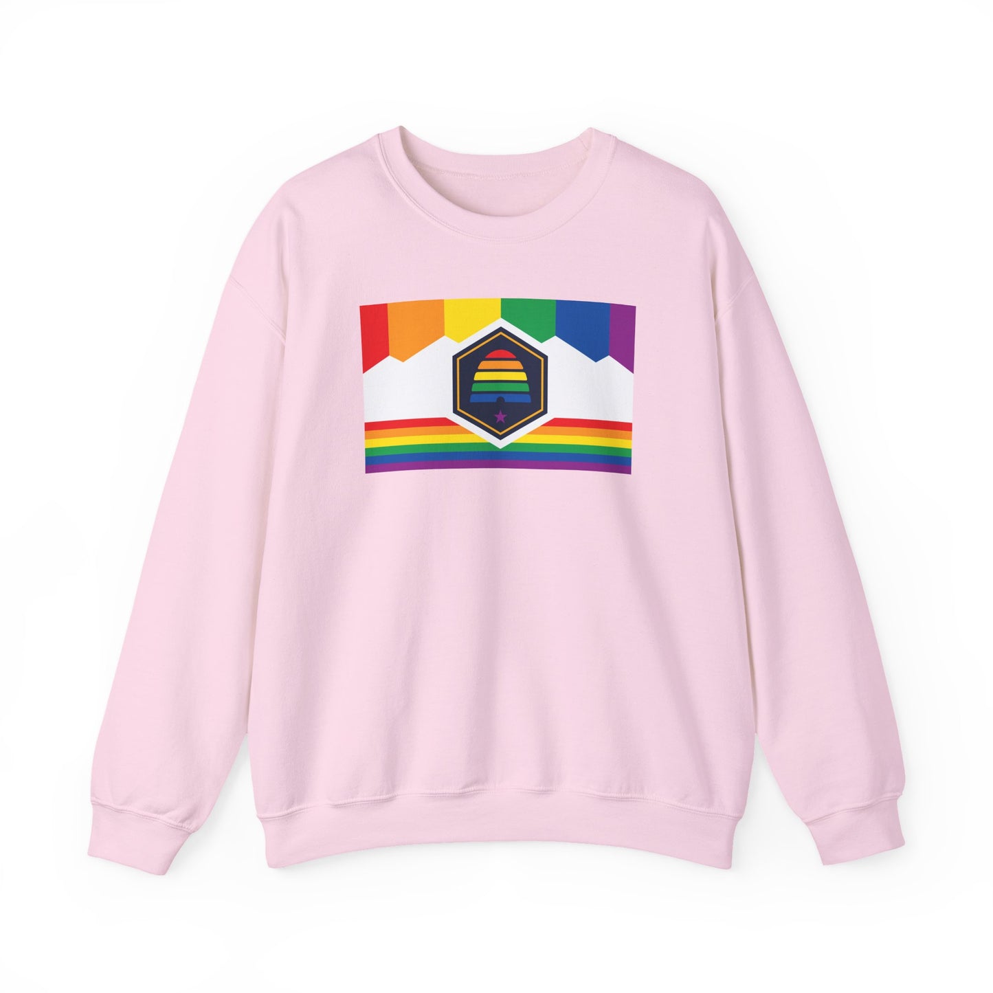 Utah Rainbow Pride Flag Unisex Crewneck Sweatshirt—White, Black or Light Pink