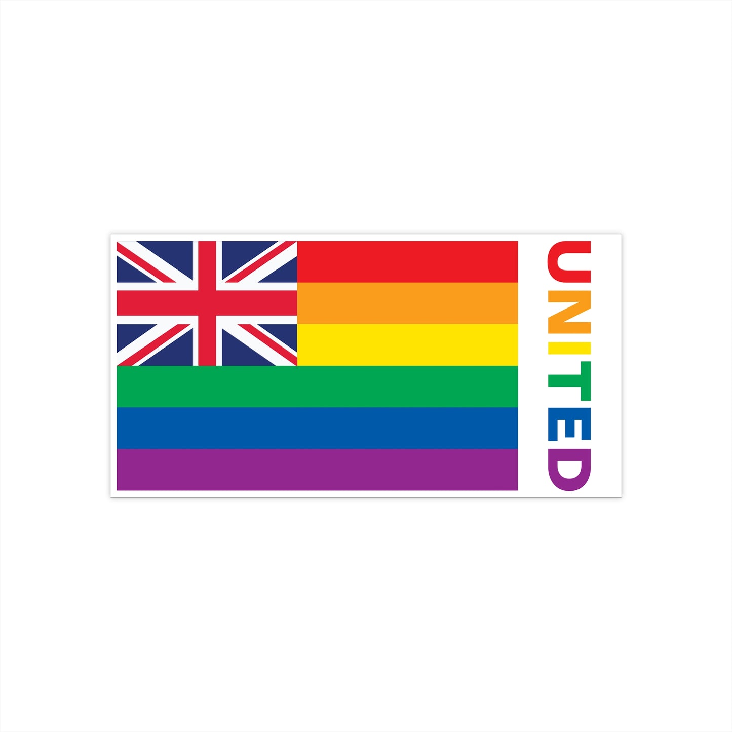 Hawai'i Rainbow Pride Flag "UNITED" Bumper Sticker